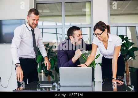 call center operators happy their success Stock Photo