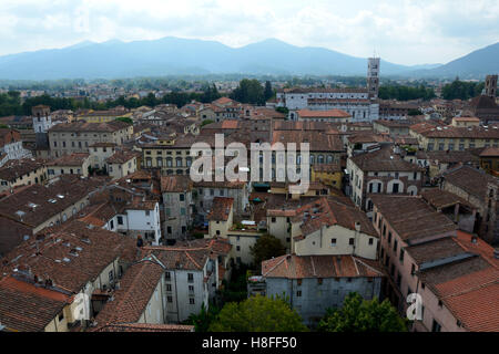 Lucca, Italy - September 5, 2016: View over old part of Lucca city in Italy. Stock Photo