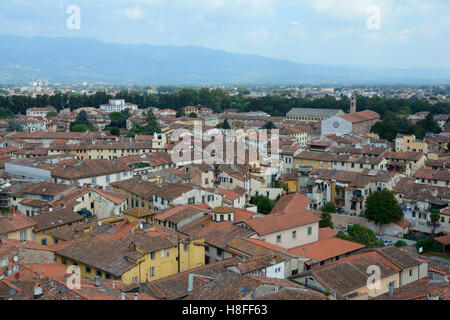 Lucca, Italy - September 5, 2016: View over old part of Lucca city in Italy. Stock Photo