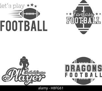 Set of American football, college league labels, logos, badges