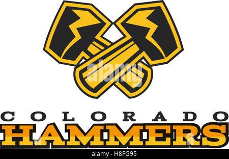 American football label. Hammer logo element innovative and creative inspiration for business company, sport team, university championship etc. Usa sports emblem. Vector illustration Stock Vector