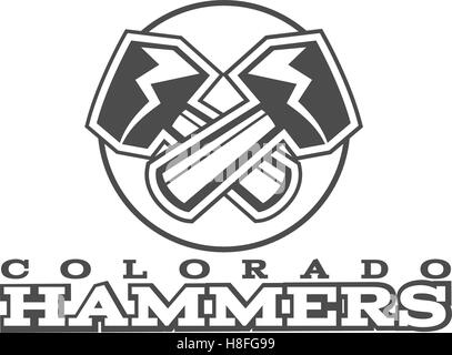 American football label. Hammer logo element innovative and creative inspiration for business company, sport team, university championship etc. Usa sports emblem. Vector illustration Stock Vector