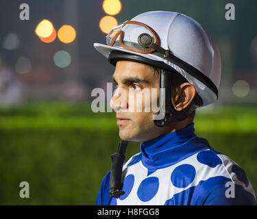 DOHA, QATAR - November 3rd 2016 Qatar Racing and Equestrian Club. Saleem Golam  before race 5 of the second race meeting of the Stock Photo