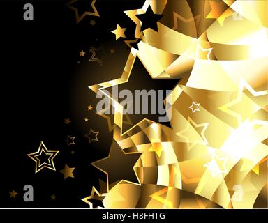 shiny, gold, abstract background with stars. Stock Vector