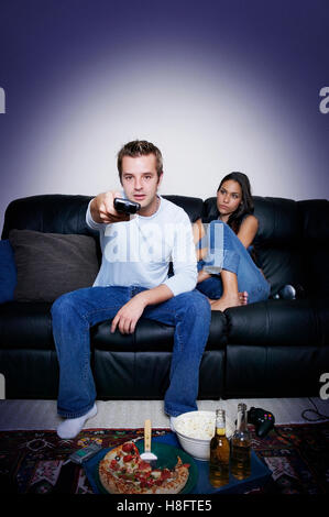 Couple watching TV Stock Photo