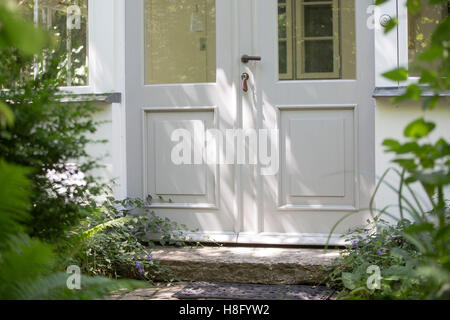 cottage, entry of the glazed veranda, the island of Rügen, Stock Photo