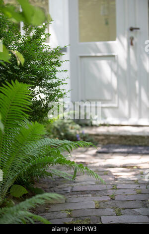 cottage, entry of the glazed veranda, the island of Rügen, Stock Photo