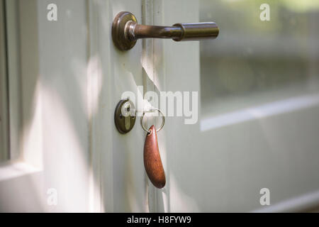 cottage on the island of Rügen, detail, entry of the glazed veranda, Stock Photo