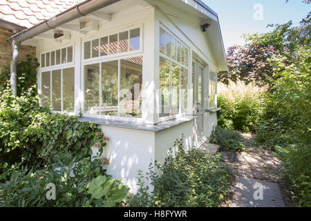 cottage, glazed veranda, the island of Rügen, Stock Photo