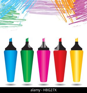 marker, pen, object, equipment, abstract, drawing, office, highlighter, tool, ink, vector, illustration, isolated Stock Vector