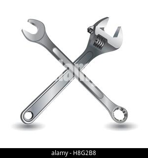 tool, hand, vector, repair, wrench, illustration, isolated, background, kit, white, spanner, home, set, improvement, equipment Stock Vector