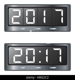 digital, clock, vector, year, counter, new, isolated, illustration, icon, modern, white, display, number, timer, alarm Stock Vector