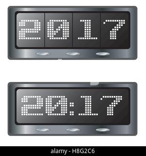 digital, clock, vector, year, counter, new, isolated, illustration, icon, modern, white, display, number, timer, alarm Stock Vector