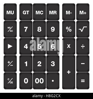 calculator, icon, keyboard, vector, isolated, business, illustration, button, accounting, display, balance, calculate Stock Vector