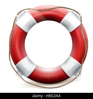 Red life buoy on white background. EPS 10 Stock Vector