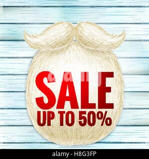 Christmas sale with beard Santa. EPS 10 Stock Vector