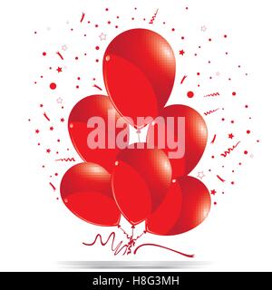 balloons, red balloons, birthday, celebration, colorful, day, decor, decoration, happy, holiday, icon, art, illustration Stock Vector