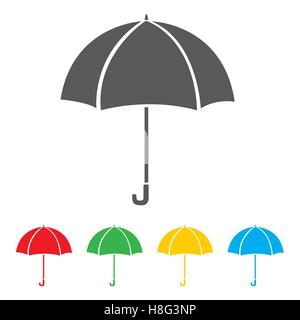 umbrella, icon, vector, rain, weather, isolated, design, set, fashion, art, open, handle, meteorology, symbol, graphic, shape Stock Vector