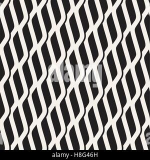 Vector Seamless Black and White Wavy Shapes Pattern. Abstract Geometric Background Design Stock Vector
