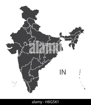 India Map black edition Stock Vector