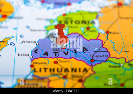 Latvia political map with capital Riga, national borders, important ...