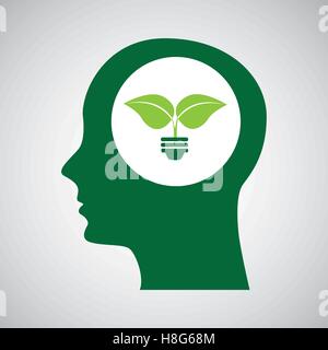 concept environment silhouette head bulb plant vector illustration eps 10 Stock Vector