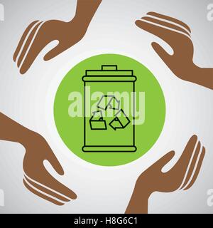 hands together environment trash recycle concept vector illustration eps 10 Stock Vector