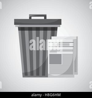 trash can and paper recycling icon vector illustration eps 10 Stock Vector