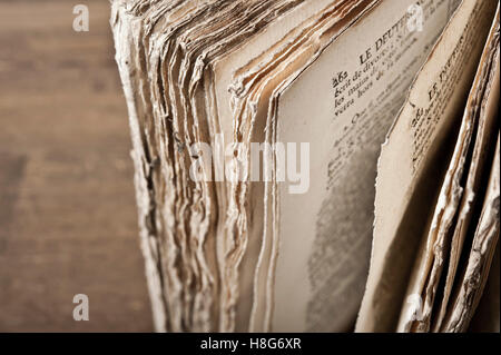 very old and damaged book from 1758 Stock Photo