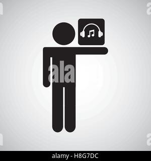 silhouette man icon music social network vector illustration eps 10 Stock Vector
