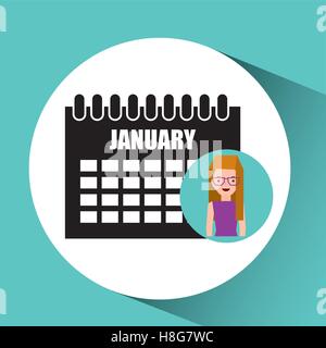 girl blonde calendar date icon vector illustration eps 10 Stock Vector