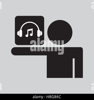 silhouette man icon music social network vector illustration eps 10 Stock Vector