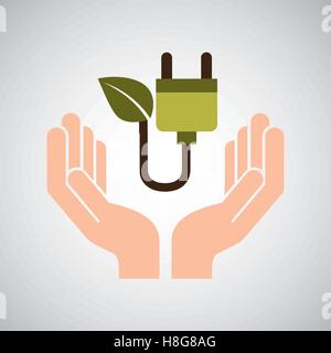 hands care environment eco energy Stock Vector