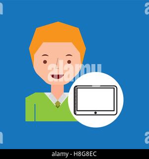 character hand draw tablet icon design vector illustration eps 10 Stock Vector