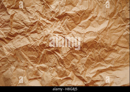 Brown texture of crumpled paper Stock Photo