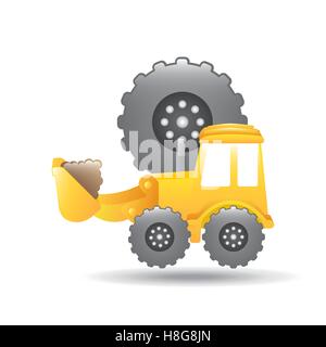 excavator truck gear wheel icon graphic vector illustration eps 10 Stock Vector