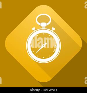 Vector illustration. Vector icon of stop watch with a long shadow Stock Vector