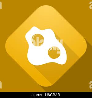 Vector illustration. Vector icon of Scrambled Eggs with a long shadow Stock Vector