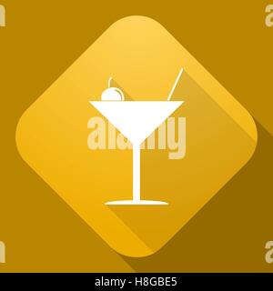 Vector illustration. Vector icon of Martini Glass with a long shadow Stock Vector