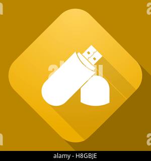 Vector illustration. Vector icon of Flash Drive with a long shadow Stock Vector