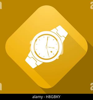 Vector illustration. Vector icon of Clock with a long shadow Stock Vector