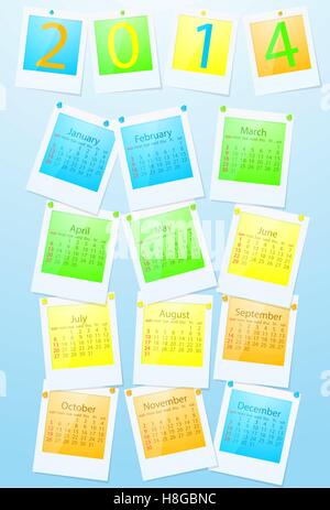Colorful calendar 2014. Vector illustration Eps 10 Stock Vector