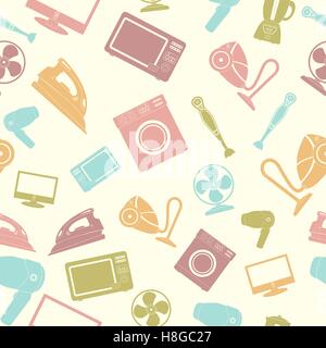 Vector illustration. Seamless pattern of Household appliance Stock Vector