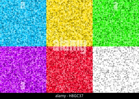 Vector illustration. Set of seamless patterns from triangles Stock Vector