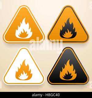 Set of fire warning signs Stock Vector Image & Art - Alamy