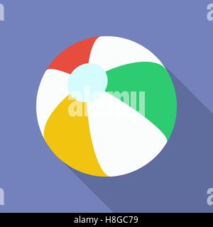 Beach Ball icon. Modern Flat style with a long shadow Stock Vector