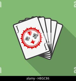 Playing cards icon. Modern Flat style with a long shadow Stock Vector
