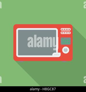 Microwave oven icon. Modern Flat style with a long shadow Stock Vector