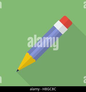Pencil icon. Modern Flat style with a long shadow Stock Vector