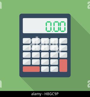 Calculator icon. Modern Flat style with a long shadow Stock Vector